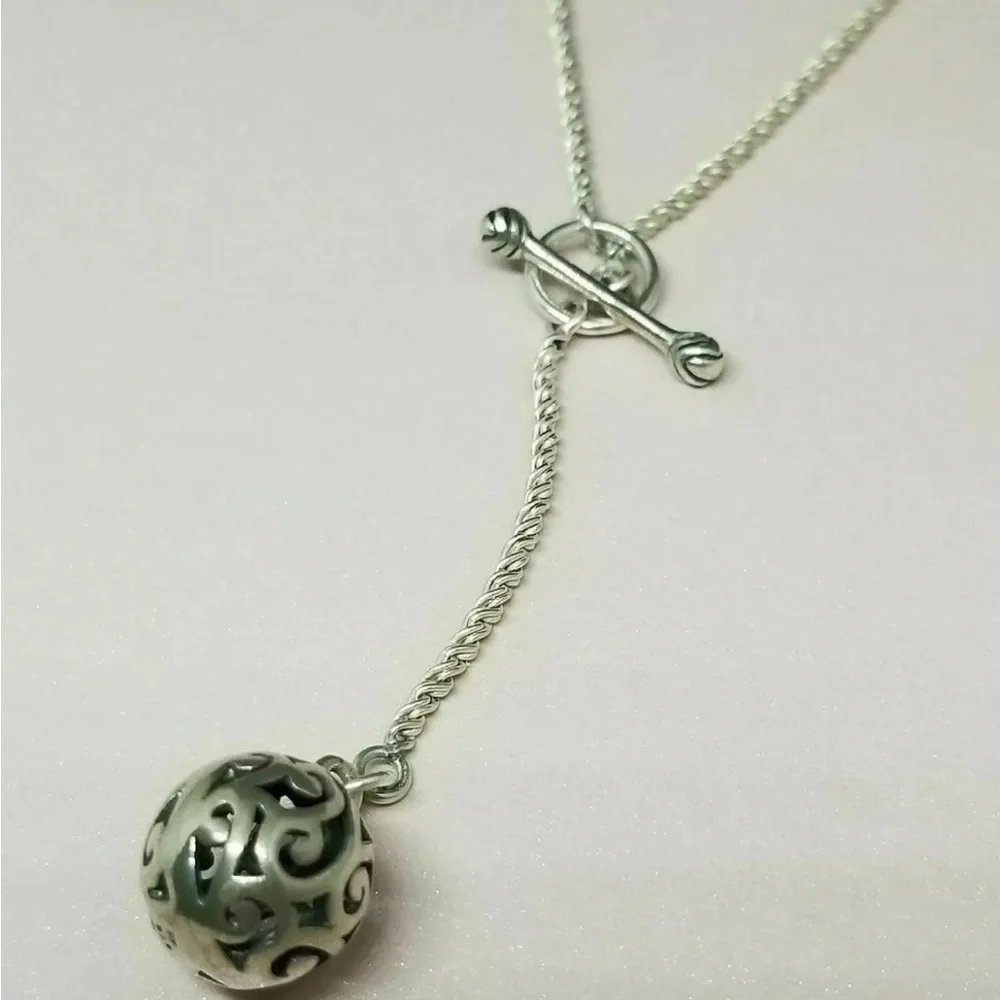Silpada Simple Delight Sterling Silver Filigree Ball Lariat Chain Necklace N1619